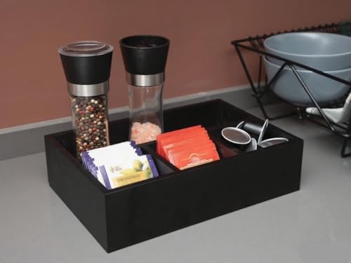 Tea Bag Organizer Black Wood Tea Bag Holder 4 Compartments Coffee Drawer - Image 6
