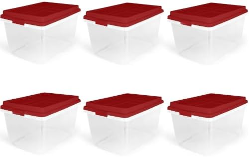 Holiday Storage Bins Clear 72Qt Stackable 6-Pack by Unknown