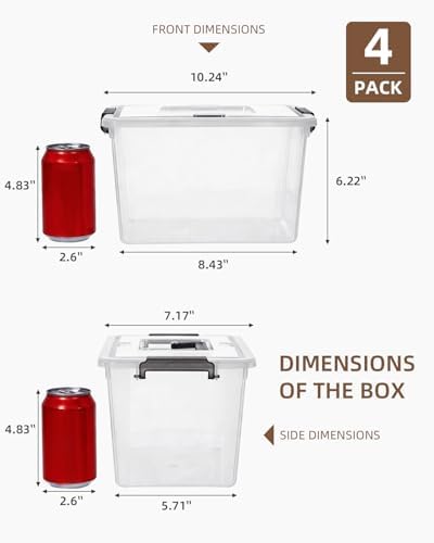 Citylife 4 Packs Plastic Storage Bins with Latching Lids Clear Storage Box with handle Stackable Storage Containers for Organizing Toys, Crafts, Tools - Image 3