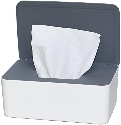 Diaper Wipes Dispenser, Tissue Storage Box Case (Gray-White) by The+Revenant