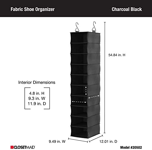 ClosetMaid 10-Shelf Fabric Hanging Shoe Storage Organizer for Closet, Charcoal Black - Image 6