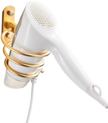 YWHWXB Hair Dryer Holder,Wall Mounted Spiral Hair Dryer Shelf,Bathroom Stainless Steel Hair Dryer Bracket,Self-Adhesive Hair Dryer Storage Rack (Gold) by YWHWXB