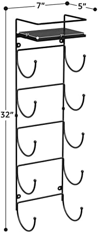 Sorbus Wall Towel Rack, 5-Tier Wood Shelf, Wall Mounted (Black) - Image 2