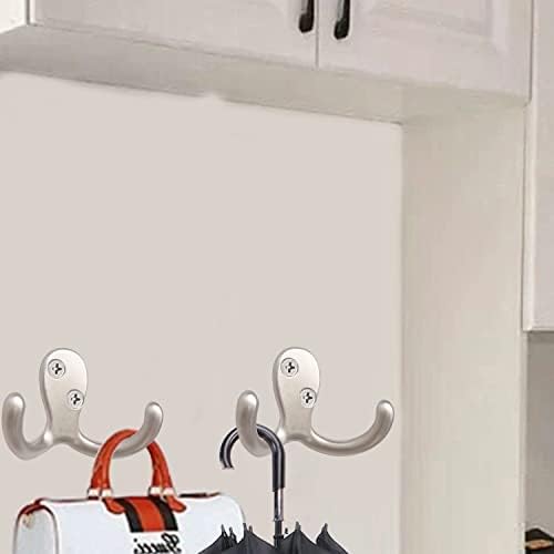 10pcs Coat Hooks Hardware, Wall Hooks Heavy Duty Hooks for Hanging Coats Double No Rust Hook Wall Mounted for Key, Towel, Bags, Cup, Hat (Silvery) - Image 4