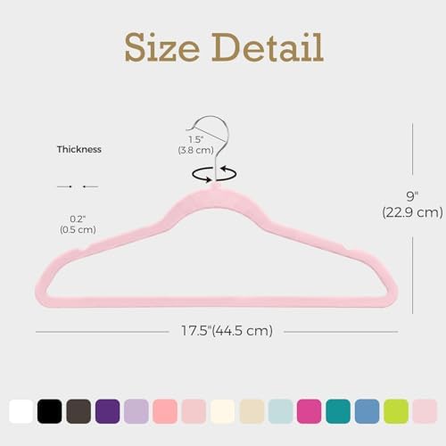 HOUSE DAY Lt-Pink Velvet Hangers 60 Pack, Premium Non Slip Clothes Hanger - Image 6