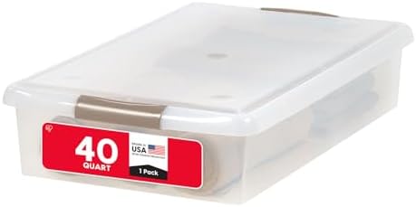IRIS USA 40 Qt. Under Bed Storage Bin with Lids, Gray/Clear by Unknown