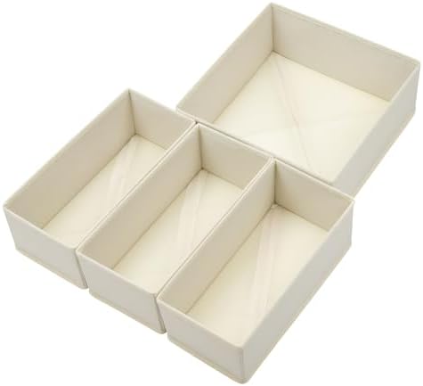 Bructhun Drawer Organizer Set of 4- Fabric Storage Bins for Clothes, Underwear, Socks & Bras - 11" Dresser Dividers for Bedroom Closet by Bructhun