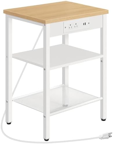 HOOBRO Side Table with Charging Station, Small End Table for Small Space by HOOBRO