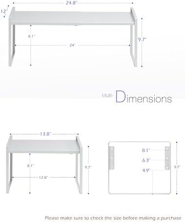 Nxconsu Cabinet Shelf Riser, Adjustable Cabinet Organizer, 12" Deep White - Image 3