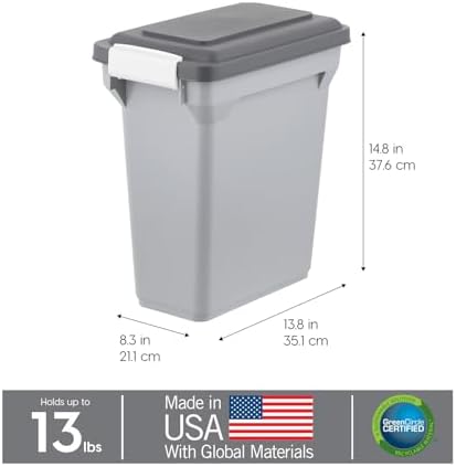 IRIS USA Dog Food Storage Container, Up to 13 lbs, Gray/Dark Gray - Image 3