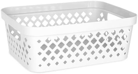 Glad Plastic Storage Basket Set, Value Pack of 6 | Open Storage Bins for Shelves, Bathroom, Pantry, Closet | Nesting Organizer Boxes with Handles, 2 Gallon, White - Image 2