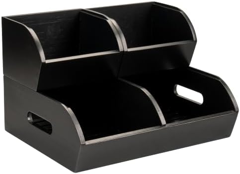 Potato and Onion Storage Bin, Stackable Bamboo Pantry Organizer and Storage, Black by HomewareExpress