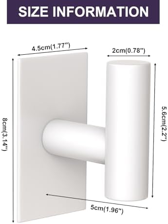 VAEHOLD Wall Towel Hooks, Heavy Duty Sticky Holder Waterproof Towel Hooks for Hanging Coat, Clothes, Closet Hook Wall Mount for Kitchen (White, 4 Pack) - Image 6