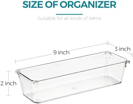 4 Pack Drawer Organizers, 3"X 9" Clear Acrylic Storage Bins - Image 2