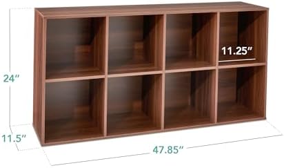 Best Choice Products 8-Cube Storage Organizer, 11in Shelf Opening, Bookcase, Display Shelf, Customizable w/ 3 Removable Back Panels – Walnut - Image 2