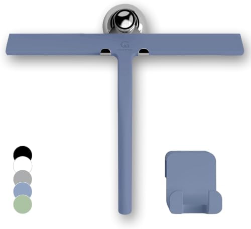 GÜTEWERK Silicone Shower Squeegee with 3-in-1 No-Drill Mount, Blue, 11'' by G%C3%9CTEWERK