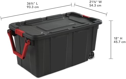 40 Gallon Extra Large Rolling Storage Bins 2-Pack, Black Heavy-Duty Plastic with Pivoting Handle & Leak-Resistant Lid, for Garage Warehouse Industrial Storage - Image 4