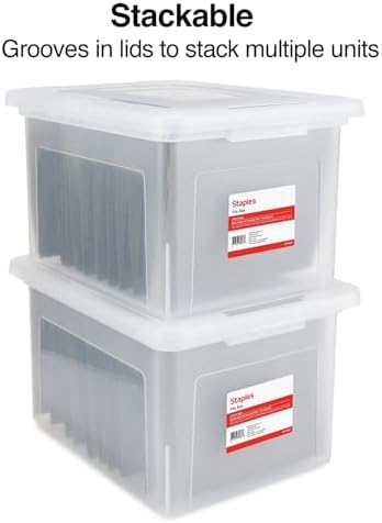 Staples Hanging File Folder Box, Storage Bin Organizer, Snap Lid, Clear - Image 5