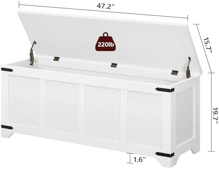 MAHANCRIS 47.2" Storage Chest Extra Large, Toy Box with 2 Safety Hinges - Image 3