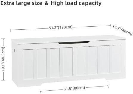VANKILEY 51.2" Storage Chest Extra Large,Wooden Storage Bench,White - Image 3