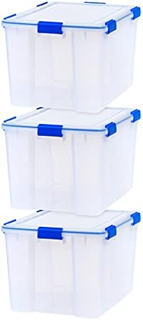 IRIS USA 3-Pack 74 Qt Storage Bins with Gasket Lids, Clear/Blue by Unknown