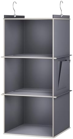 YOUDENOVA Hanging Closet Organizer and Storage for Clothes, 3-Shelf, Grey - Image 6