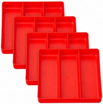 Ernst Tool Garage Organizer Tray, Red, 3-Compartments (Pack of 4) by ErnstManufacturingInc