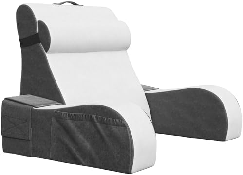 Kolbs Wedge Reading Pillow, Cushion with Arms for TV, Books, Nursing, Back - Bed Pillow for Sitting Up in Comfort, Plush Backrest Pillow. Sit Up in Comfort. (19" Wedge Reading - Grey) by Kolbs