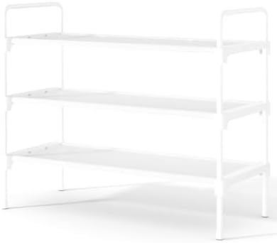 Kitsure Shoe Rack for Closet, Shoe Storage, 27.6" Wide - 3 Tiers, White by Kitsure