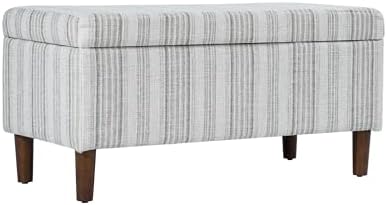 HomePop Malmo 36" Storage Bench - Gray Striped Pattern by HomePop