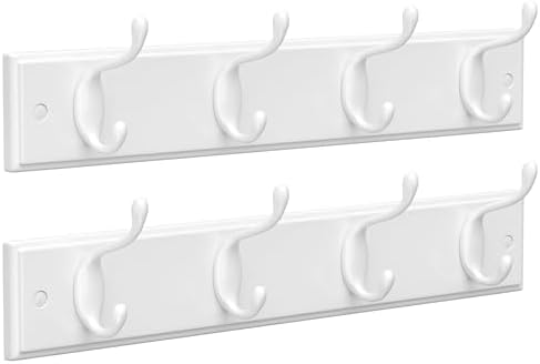 SONGMICS Wall-Mounted Coat Racks, Set of 2, 8 Dual Metal Hooks by SONGMICSbySONGMICSHOME