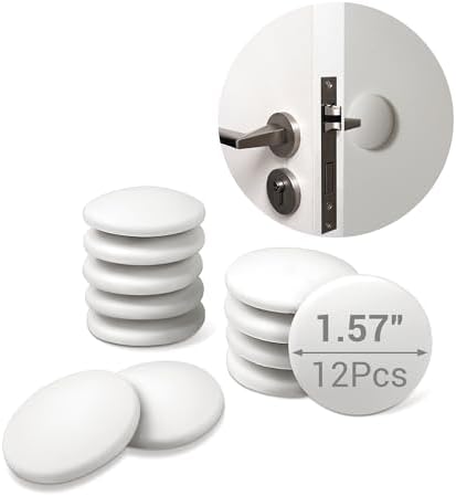 Door Stoppers - 1.57" White Door Stoppers for Wall (12 Pack), with Heavy-Duty Adhesive - Wall Protector & Shock-Absorbent Protectors from Door Knobs - Prevents Scratches on Walls & Doors by ZJWZLG