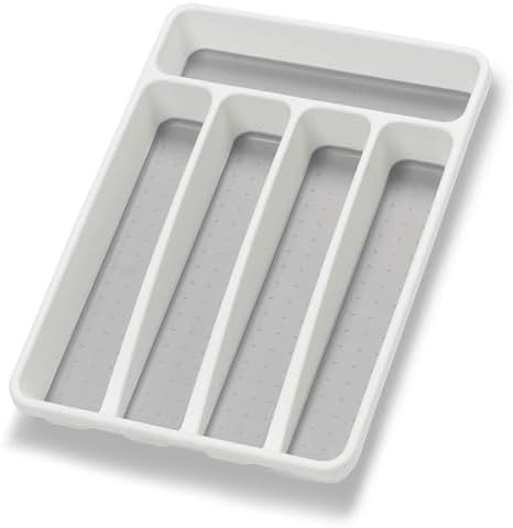Loyareal Silverware Organizer Utenisl Organizer Holder Kitchen Drawer Organizer Plastic Silverware Tray for Drawer Flatware Organizer 5 Compartment White by Loyareal