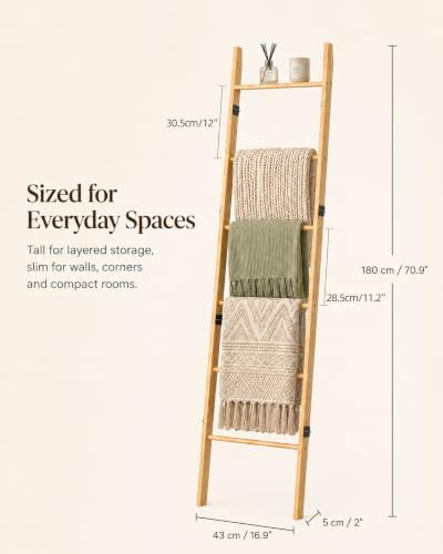 Blanket Ladder 6 Tier with Shelf for Living Room Bedroom and Bathroom - Image 3