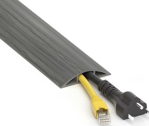 ZhiYo 4ft Floor Cord Cover, Cable Cavity 0.6" W x 0.32" H, Grey Wood by ZhiYo