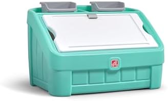 Step2 2-in-1 Toy Box & Art Lid, Kids Toy Storage Bin & Organizer, Easel & Chest in One, Made of Durable Plastic, For Toddlers 2+ Years Old, Mint by Step2