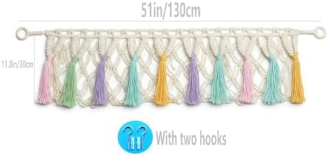 Large Cotton Rope Weaving Stuffed Animal Storage Plush Toy Net Wall Hanging Hammock Organizer Holder with Colorful Tassel for Nursery Room Boho Deco - Image 3