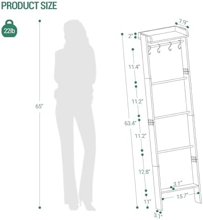 Hzuaneri Blanket Ladder Shelf, Farmhouse Ladder Holder, Blanket Organizer - Image 2