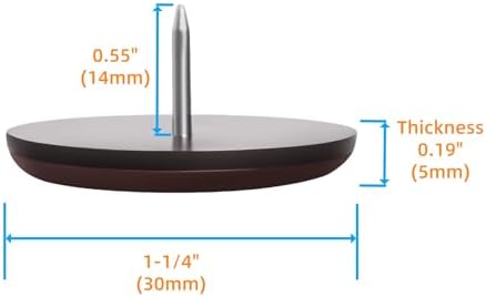 Furniture Glides Sliders-Furnigear PTFE (Teflon) Chair Leg Movers Sliders for Carpet Surface - Move Your Furniture Easily & Safely - Best Floor Protector (1-1/4", Brown-24pack) - Image 2