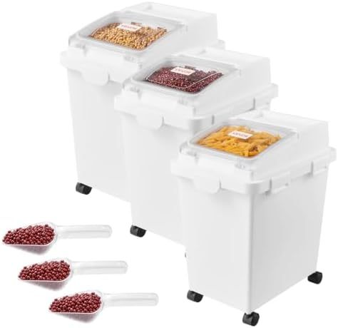 VEVOR Rice Storage Container 3 Pack 33 lbs/5.28 Gallons Dog Food Dispenser by VEVOR
