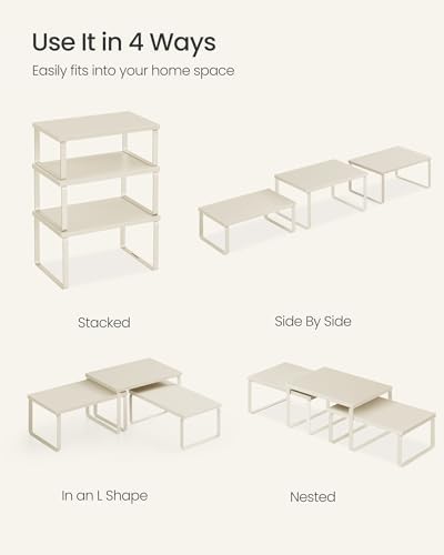 SONGMICS Set of 3 Cabinet Organizer Shelf, Stackable, Steel, Particleboard - Image 6