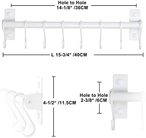 Dseap Kitchen Utensil Holder Hanger, Pot and Pan Rack Wall Mounted, Kitchen Rail with 8 Hooks for Hanging Cooking Utensils, Mugs, Spoons, Wall Mounted, White - Image 6