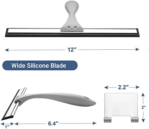 AmazerBath Squeegee for Shower Glass Doors - All-Purpose Squeegee with Hook for Shower Doors, Windows, Mirrors, Tiles and Car Glass, 12 Inches - Image 2