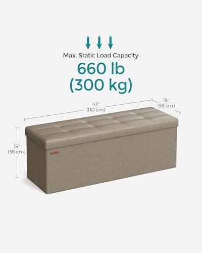 SONGMICS 43.3 Inches Folding Storage Ottoman Bench with Flipping Lid - Image 3
