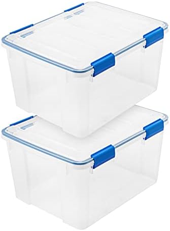 IRIS USA 2-Pack 44 Qt Storage Bins with Gasket Lids, Clear/Blue by Unknown