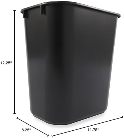 Rubbermaid Commercial Products Deskside Wastebasket/Trash Can, 3.25-Gallon/13-Quart, Black, Plastic, for Bedroom/Bathroom/Office, Fits Under Desk/Sink/Cabinet, Pack of 12 - Image 4