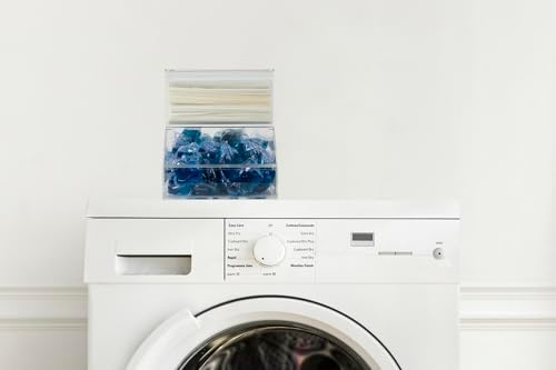 Inevibe Laundry Pod Holder & Dryer Sheet Dispenser with Lids, 2 Compartment - Image 4
