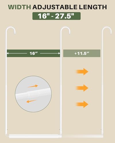 Hanging Closet Rod, Adjustable Height & Width Closet Rods for Hanging Clothes-Closet Extender Hanging Rod Space-Maximizing Design Suitable for Hanging and Drying Clothes, White - Image 4