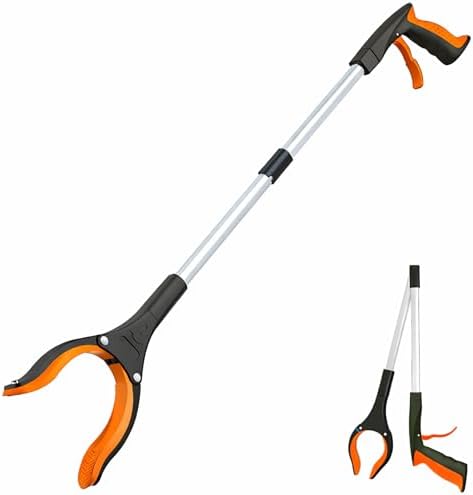 Grabber Reacher Tool - 32” Extra Long Foldable Gripper and Reaching Tool - Heavy Duty Pick Up Stick Grabbers for Seniors, Trash, Surgery Recovery Must Haves Gifts (Orange) by POPDA