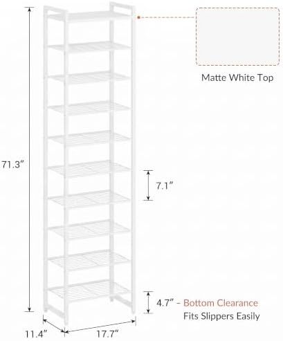 Narrow Shoe Rack 10-Tier, Tall Shoe Organizer for Small Spaces - Image 3